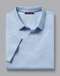 Shirt Sale|Polos<Charles Tyrwhitt Jacquard Polo - Cornflower Blue