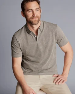 Shirt Sale|Polos<Charles Tyrwhitt Jacquard Polo - Mocha