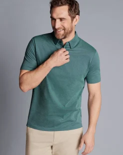 Shirt Sale|Polos<Charles Tyrwhitt Jacquard Polo - Petrol Blue