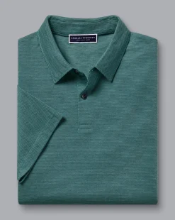 Shirt Sale|Polos<Charles Tyrwhitt Jacquard Polo - Petrol Blue