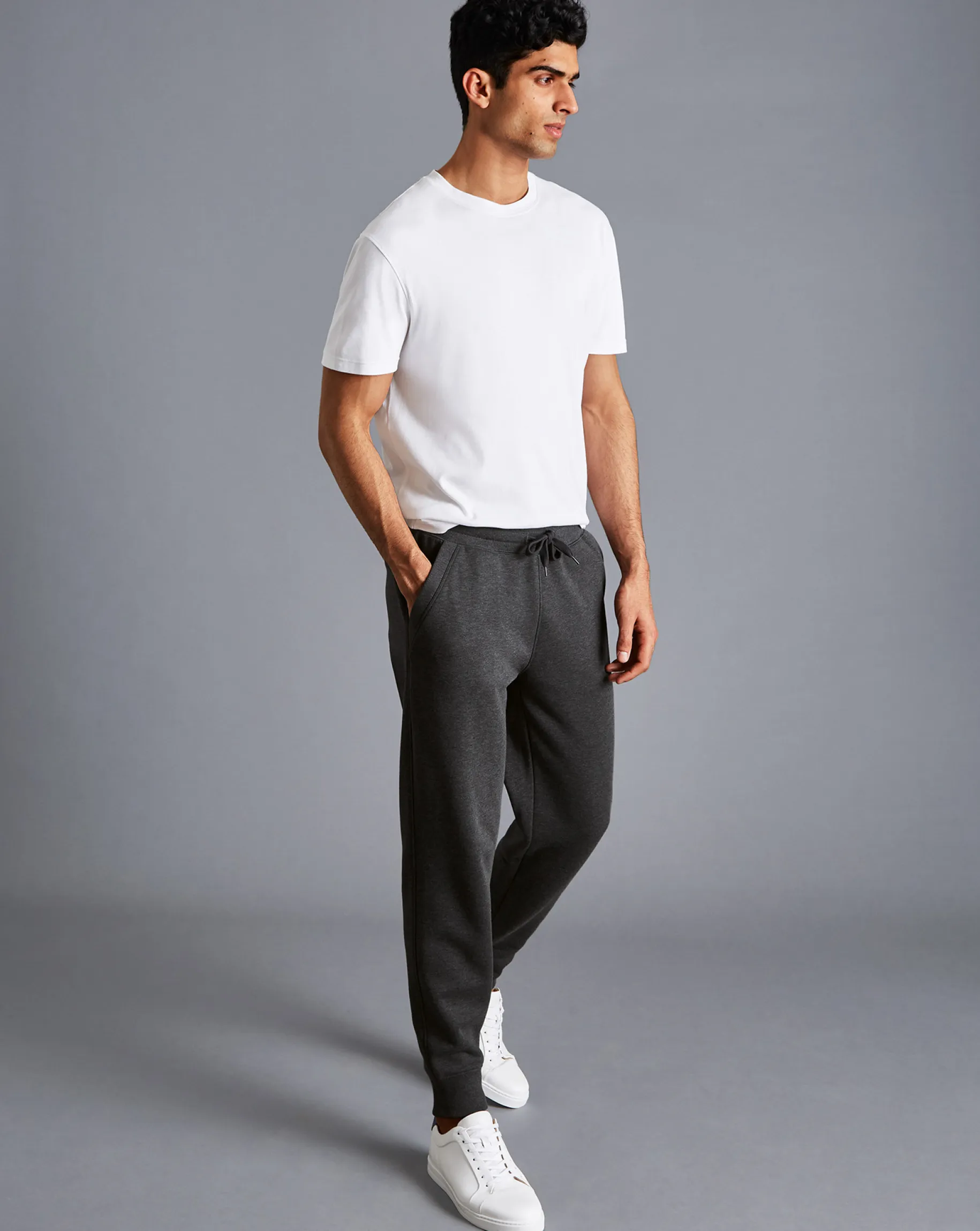 Pants & Shorts<Charles Tyrwhitt Jersey Joggers - Dark Grey Melange