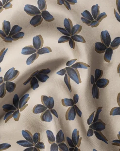 Accessories<Charles Tyrwhitt Large Floral Print Silk Pocket Square - Oatmeal & Royal Blue Oatmeal & Royal Blue