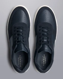 Sneakers|Blue Shoes<Charles Tyrwhitt Leather and Suede Cupsole Sneakers - Navy