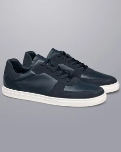 Sneakers|Blue Shoes<Charles Tyrwhitt Leather and Suede Cupsole Sneakers - Navy