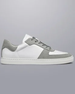 Sneakers<Charles Tyrwhitt Leather and Suede Cupsole Sneakers - White & Light Grey White & Grey