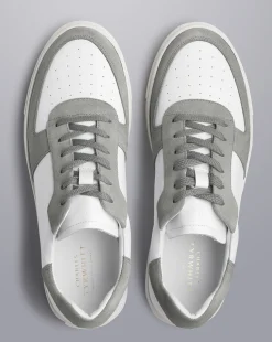 Sneakers<Charles Tyrwhitt Leather and Suede Cupsole Sneakers - White & Light Grey White & Grey