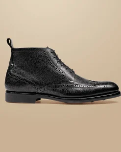 Boots|Black Shoes<Charles Tyrwhitt Leather Brogue Boots - Black
