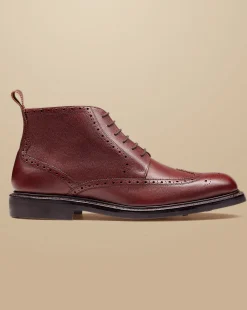 Boots|Brown Shoes<Charles Tyrwhitt Leather Brogue Boots - Chestnut Brown