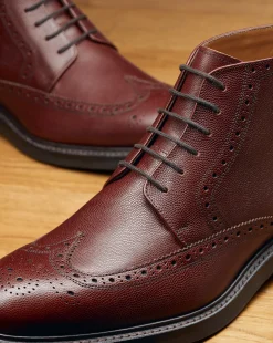 Boots|Brown Shoes<Charles Tyrwhitt Leather Brogue Boots - Chestnut Brown