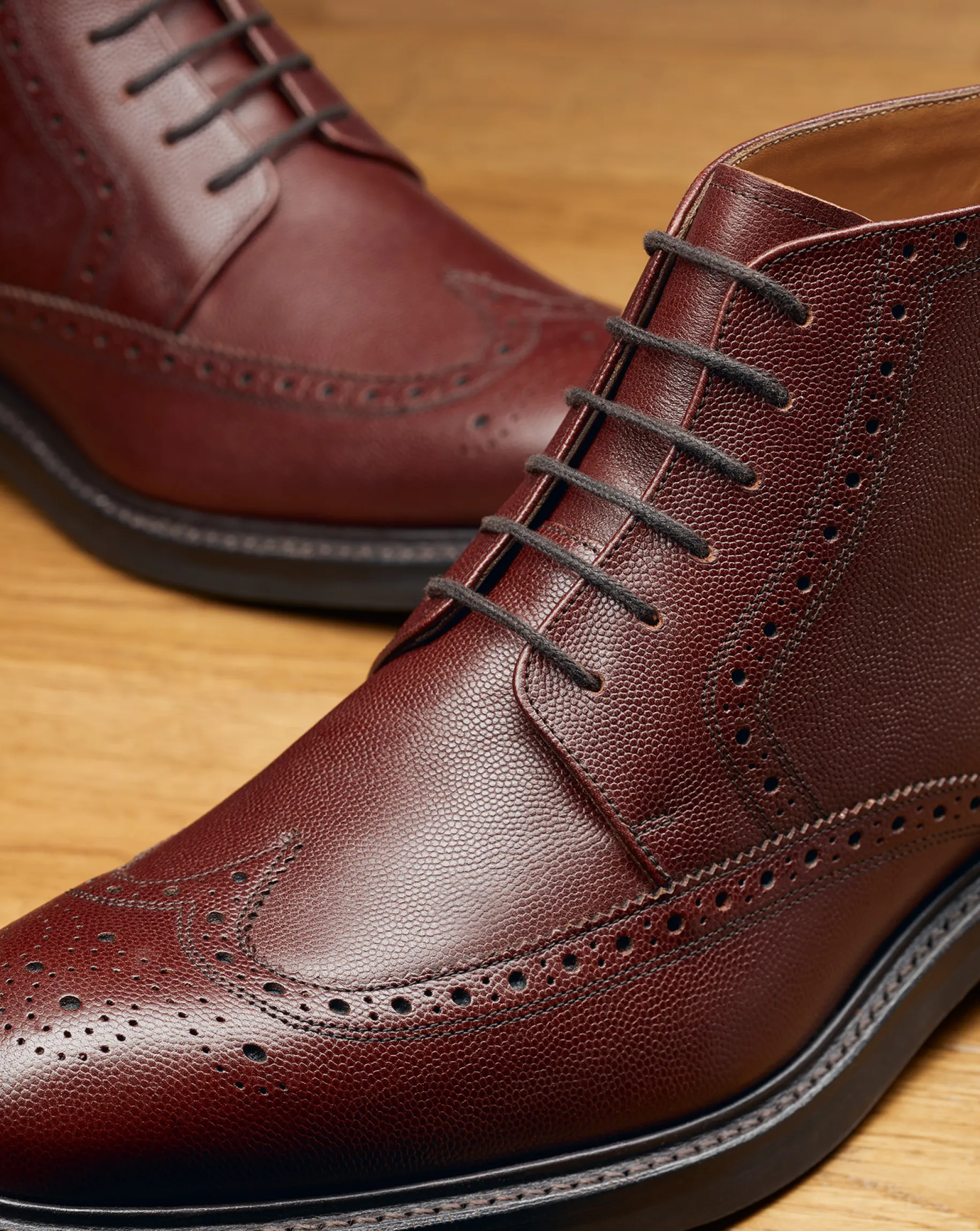 Boots|Brown Shoes<Charles Tyrwhitt Leather Brogue Boots - Chestnut Brown