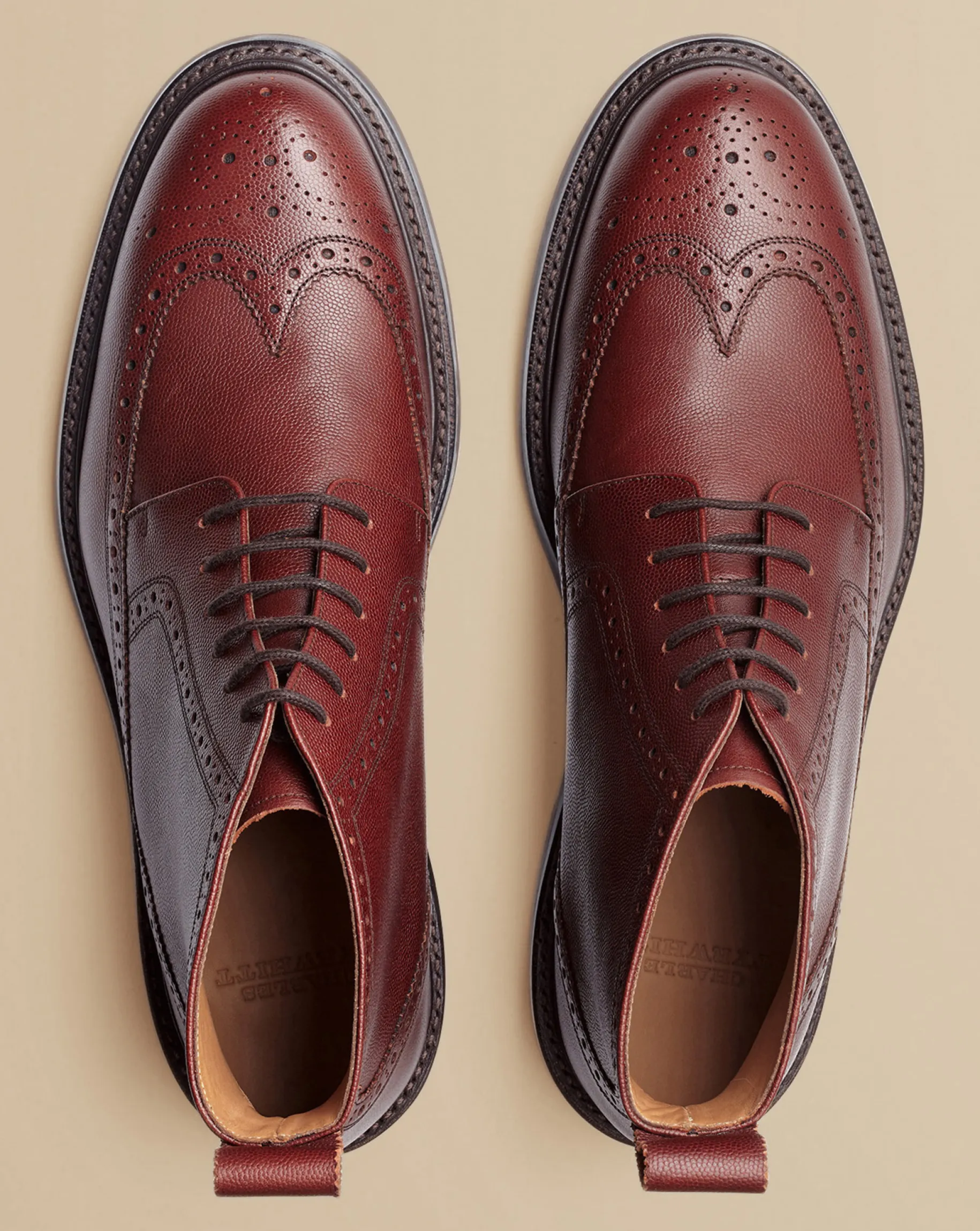 Boots|Brown Shoes<Charles Tyrwhitt Leather Brogue Boots - Chestnut Brown