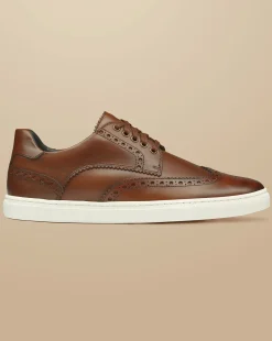 Sneakers|Brown Shoes<Charles Tyrwhitt Leather Brogue Sneakers - Walnut Brown