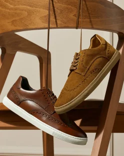 Sneakers|Brown Shoes<Charles Tyrwhitt Leather Brogue Sneakers - Walnut Brown