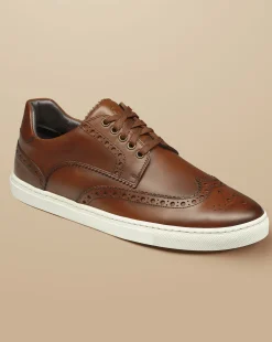Sneakers|Brown Shoes<Charles Tyrwhitt Leather Brogue Sneakers - Walnut Brown