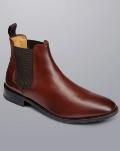 Boots|Brown Shoes<Charles Tyrwhitt Leather Chelsea Boots - Chestnut Brown