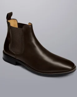 Boots|Brown Shoes<Charles Tyrwhitt Leather Chelsea Boots - Dark Chocolate