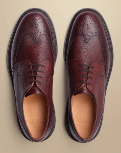 Shoes<Charles Tyrwhitt Leather Grain Derby Brogue Shoes - Chestnut Brown