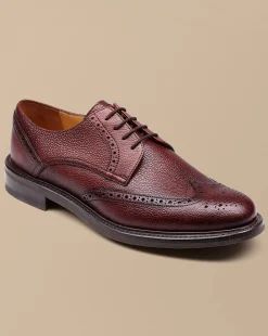 Shoes<Charles Tyrwhitt Leather Grain Derby Brogue Shoes - Chestnut Brown