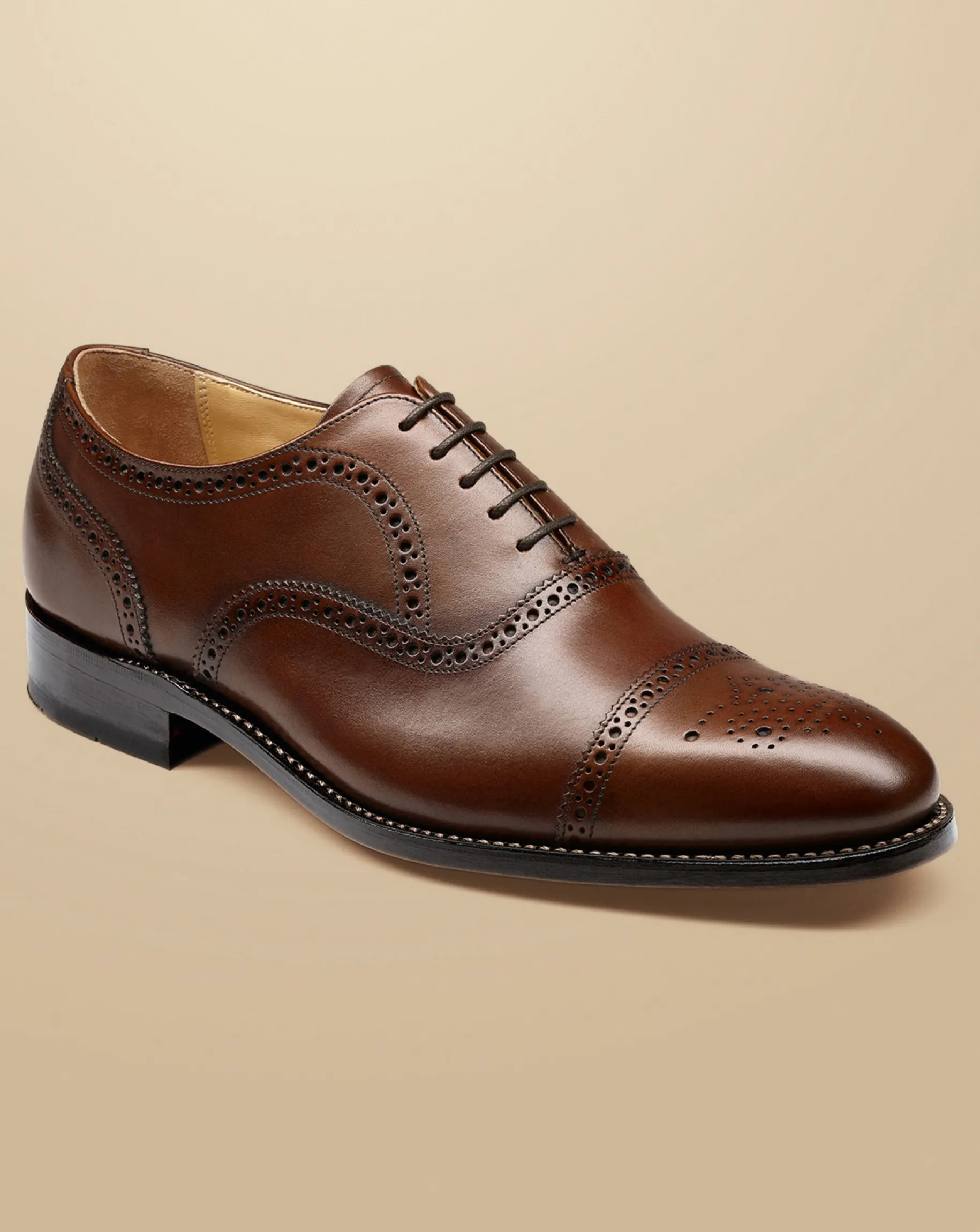 Smart Shoes|Brown Shoes<Charles Tyrwhitt Leather Oxford Brogue Shoes - Dark Tan
