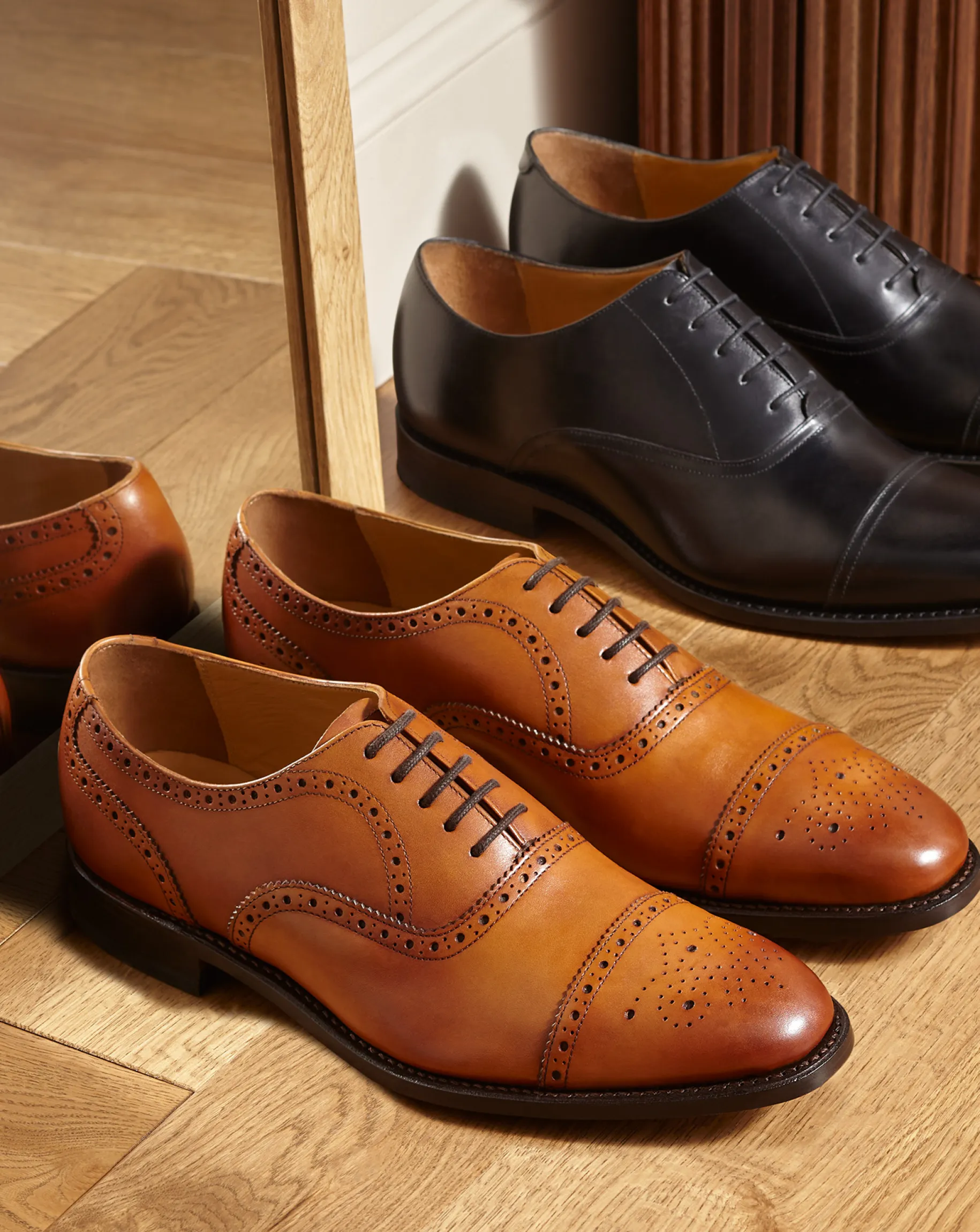 Shoes<Charles Tyrwhitt Leather Oxford Brogue Shoes - Brown Tobacco
