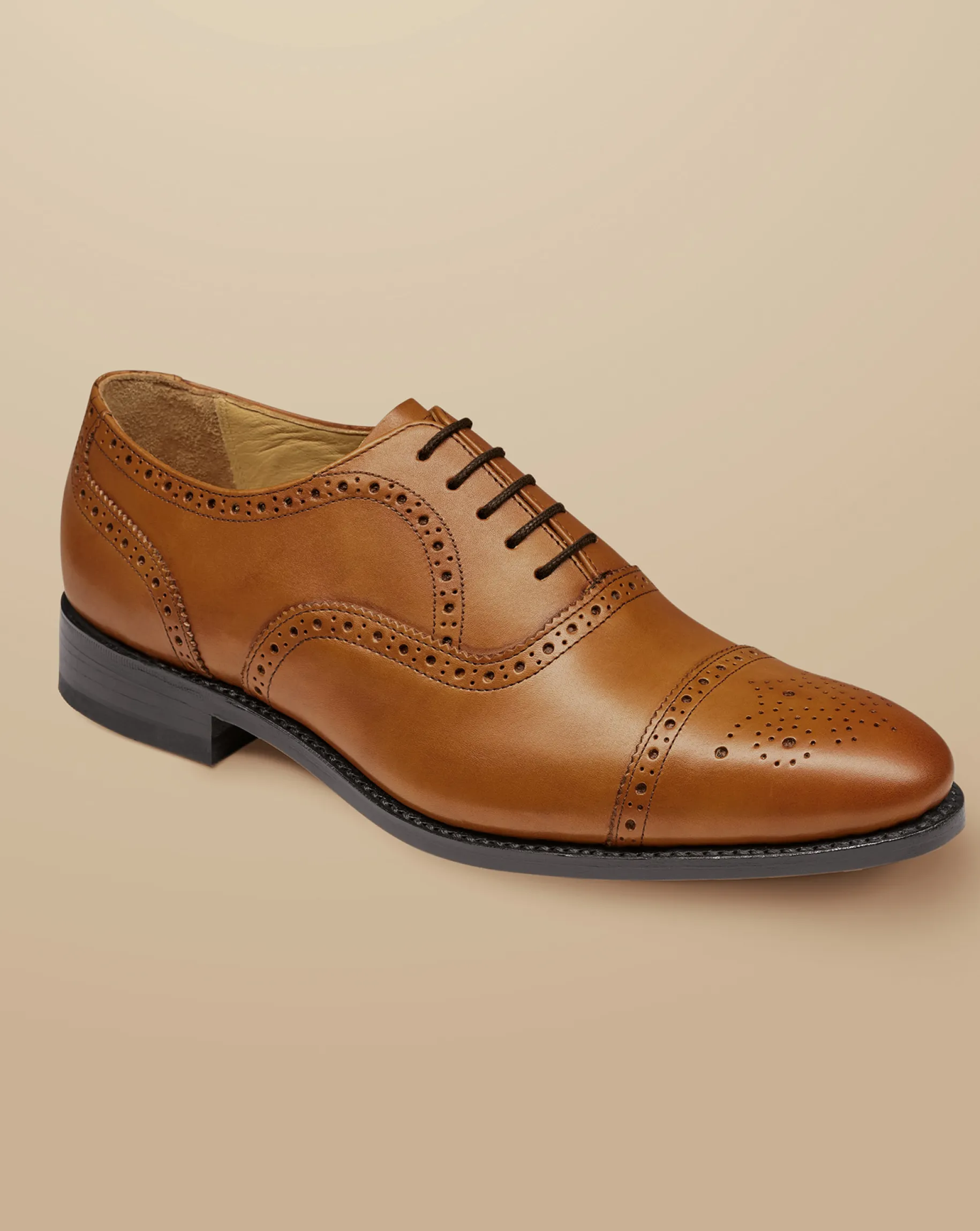 Shoes<Charles Tyrwhitt Leather Oxford Brogue Shoes - Brown Tobacco