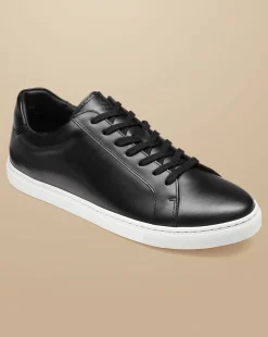 Golf Collection|Sneakers<Charles Tyrwhitt Leather Sneakers - Black