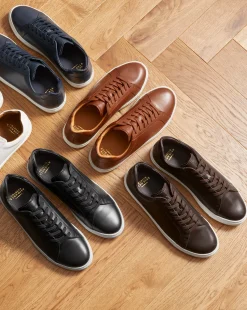 Sneakers|Brown Shoes<Charles Tyrwhitt Leather Sneakers - Dark Chocolate