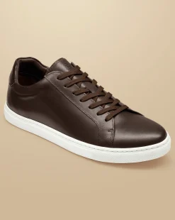 Sneakers|Brown Shoes<Charles Tyrwhitt Leather Sneakers - Dark Chocolate