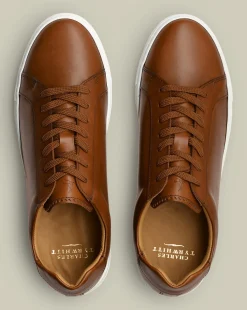 Sneakers|Brown Shoes<Charles Tyrwhitt Leather Sneakers - Dark Tan