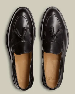 Loafers|Black Shoes<Charles Tyrwhitt Leather Tassel Loafers - Black