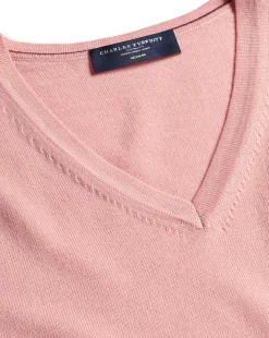 Sweaters|Merino Sweaters<Charles Tyrwhitt Light Coral Pure Merino V Neck Sweater Light Coral Pink