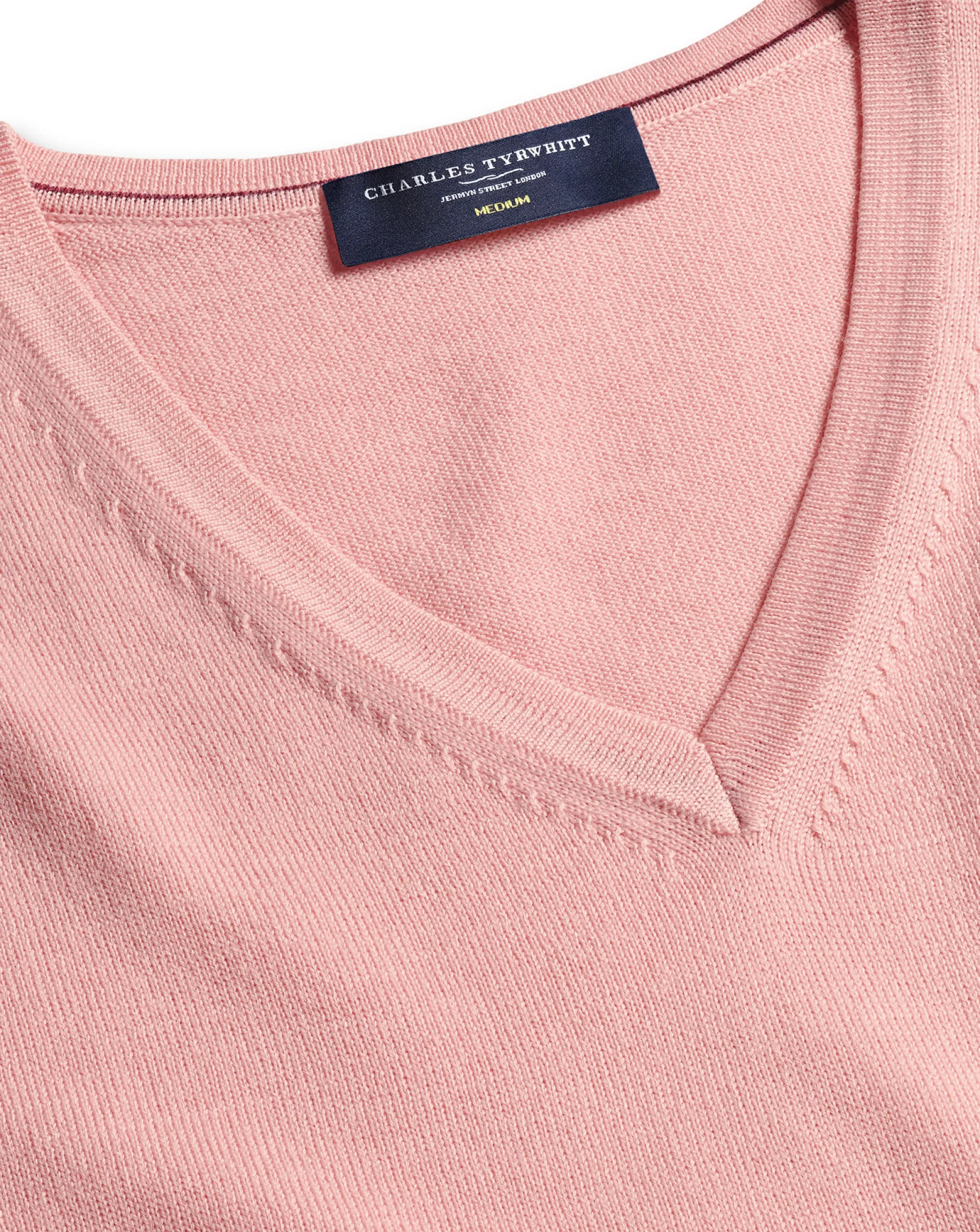 Sweaters|Merino Sweaters<Charles Tyrwhitt Light Coral Pure Merino V Neck Sweater Light Coral Pink