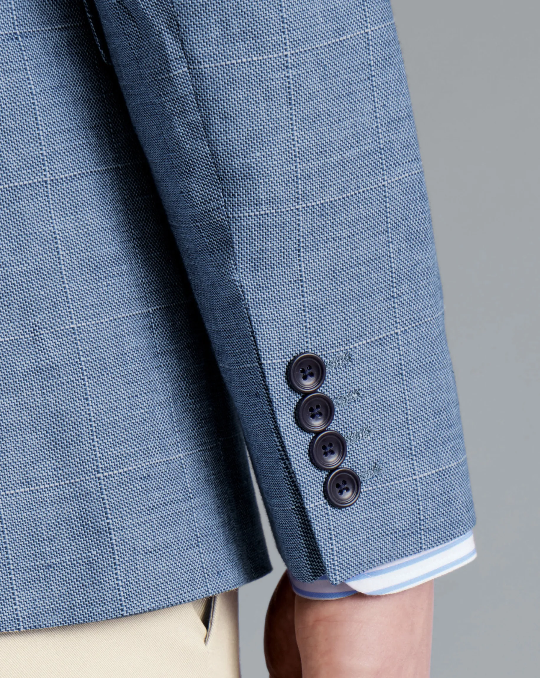 Coats & Jackets|Blazers<Charles Tyrwhitt Linen Cotton Check Jacket - Cobalt Blue