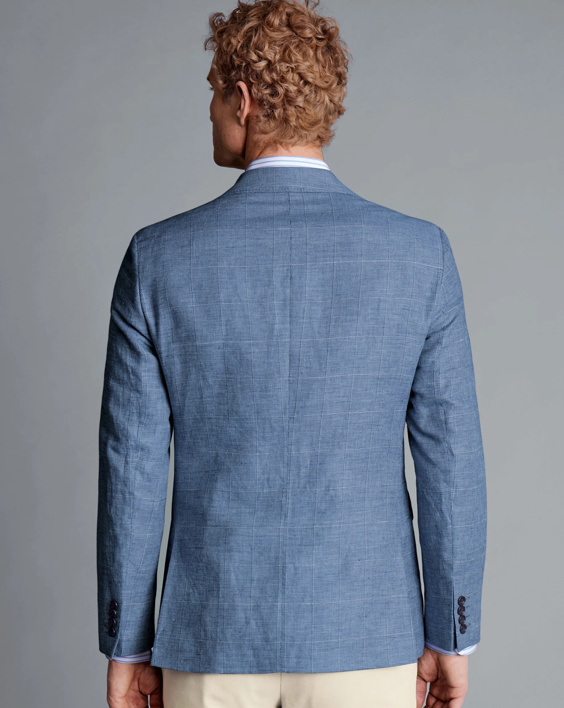 Coats & Jackets|Blazers<Charles Tyrwhitt Linen Cotton Check Jacket - Cobalt Blue