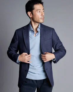 Coats & Jackets|Blazers<Charles Tyrwhitt Linen Cotton Jacket - Blue Indigo