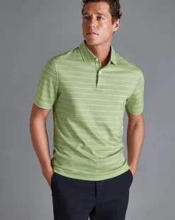 Shirt Sale|Polos<Charles Tyrwhitt Linen Cotton Stripe Polo - Green