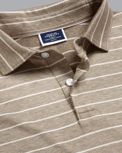 Shirt Sale|Polos<Charles Tyrwhitt Linen Cotton Stripe Polo - Mocha