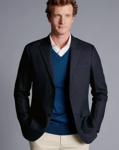 Coats & Jackets|Blazers<Charles Tyrwhitt Linen Jacket - Dark Navy