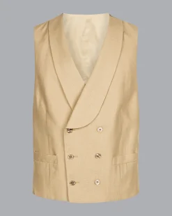 Vests<Charles Tyrwhitt Linen Morning Suit Vest - Buff