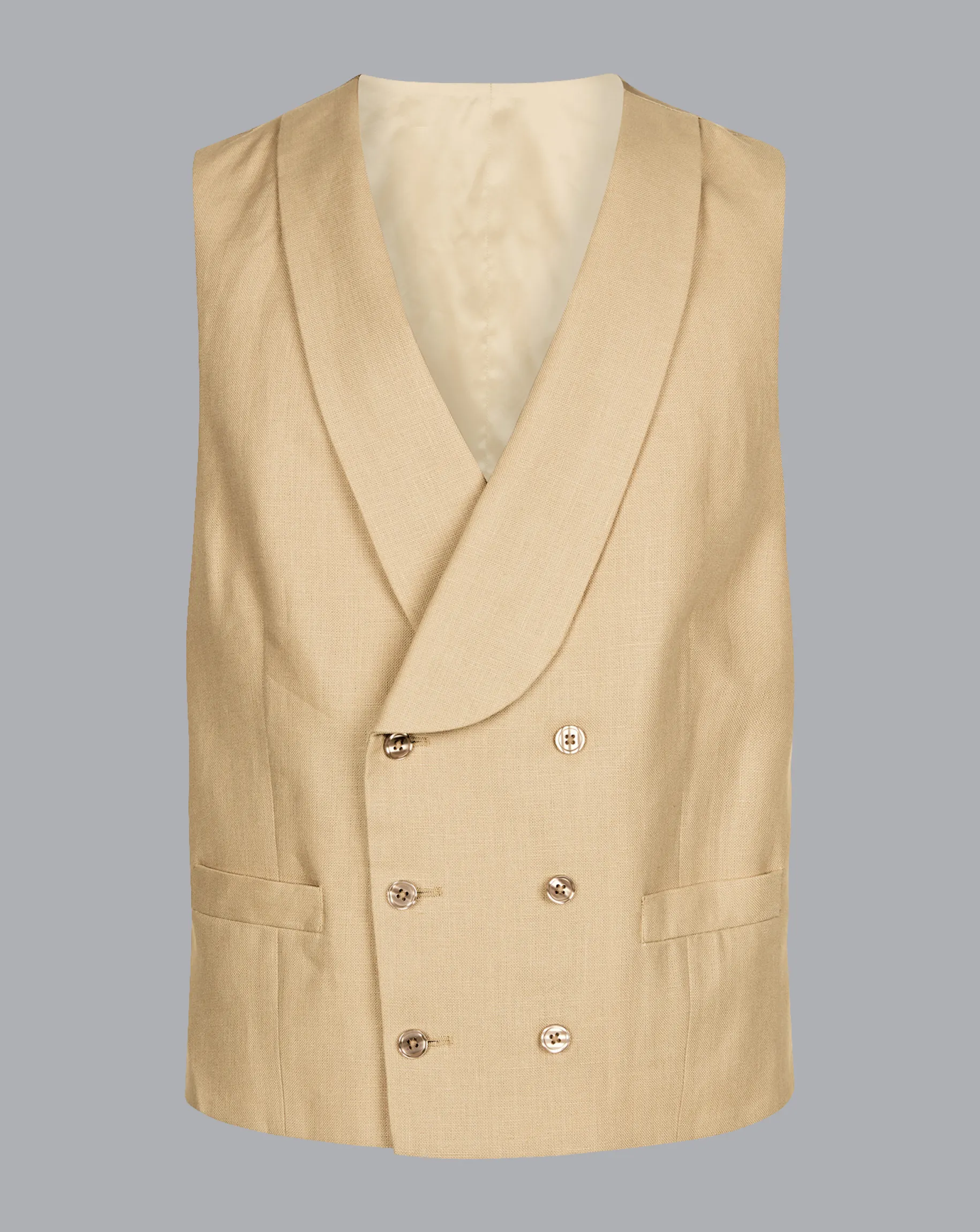 Vests<Charles Tyrwhitt Linen Morning Suit Vest - Buff