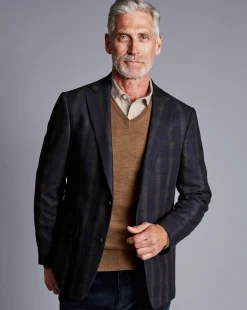 Coats & Jackets|Blazers<Charles Tyrwhitt Luxury Italian Check Jacket - Navy