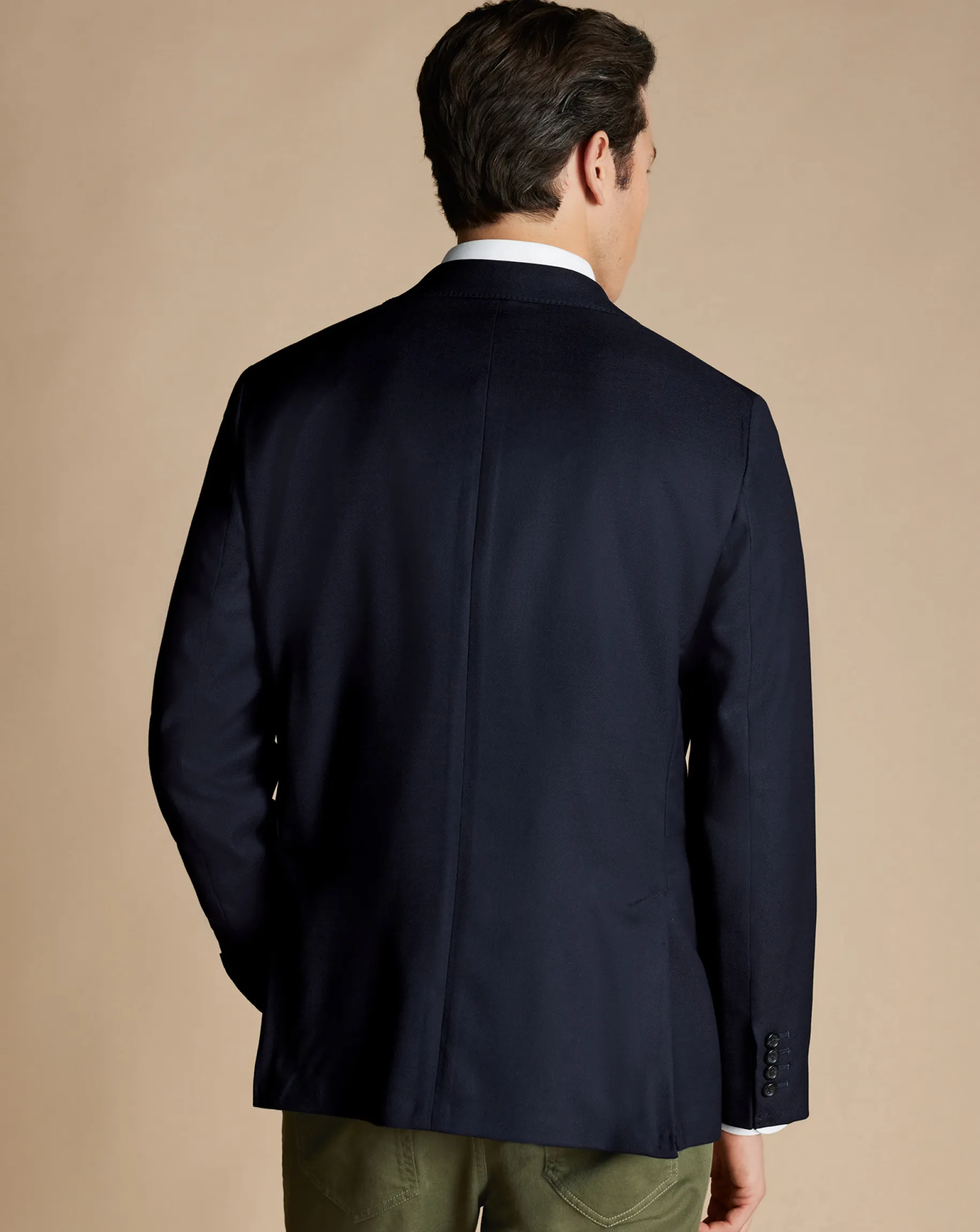 Blazers|Navy<Charles Tyrwhitt Luxury Italian Hopsack Jacket - Navy