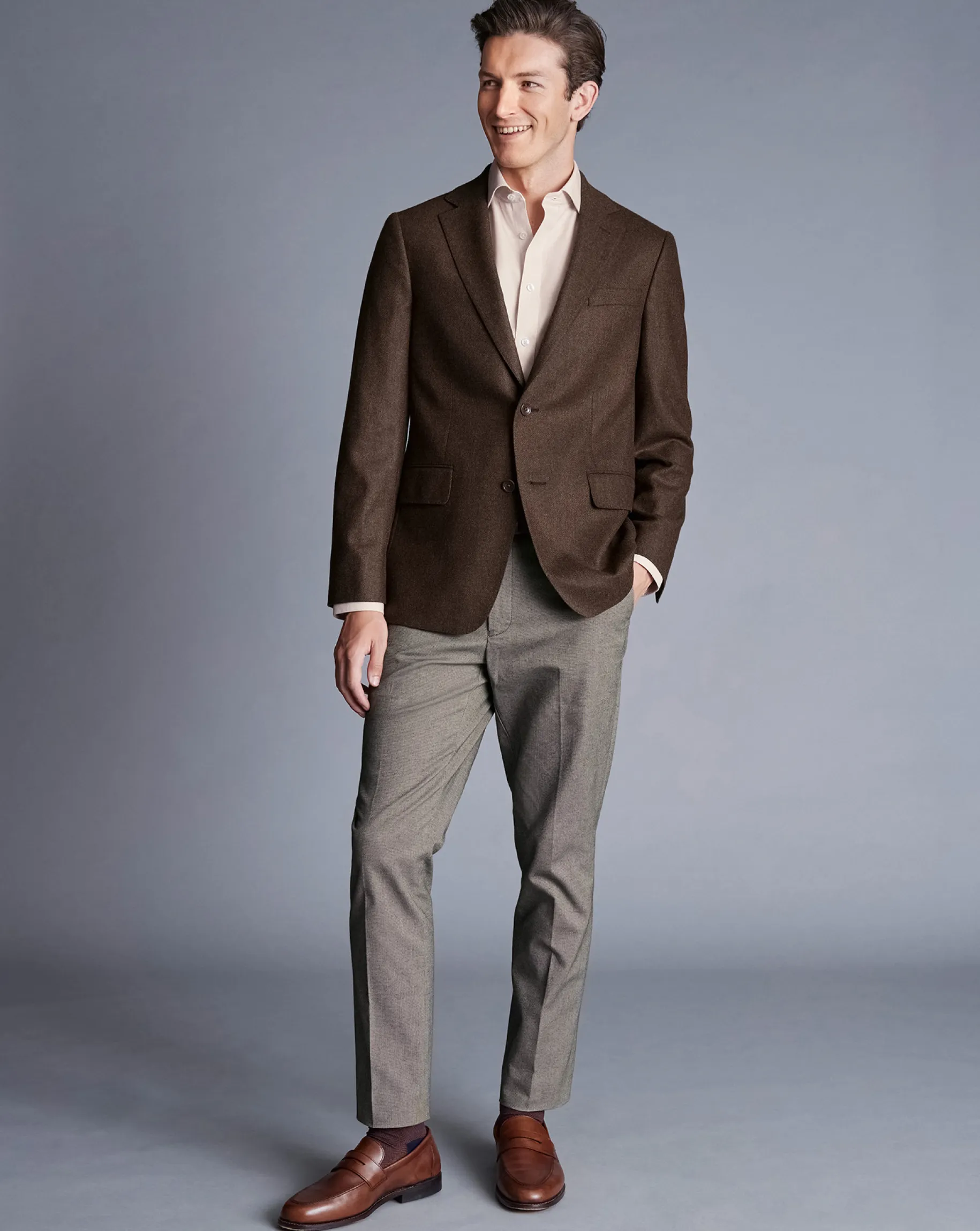 Coats & Jackets|Blazers<Charles Tyrwhitt Luxury Italian Twill Jacket - Toffee