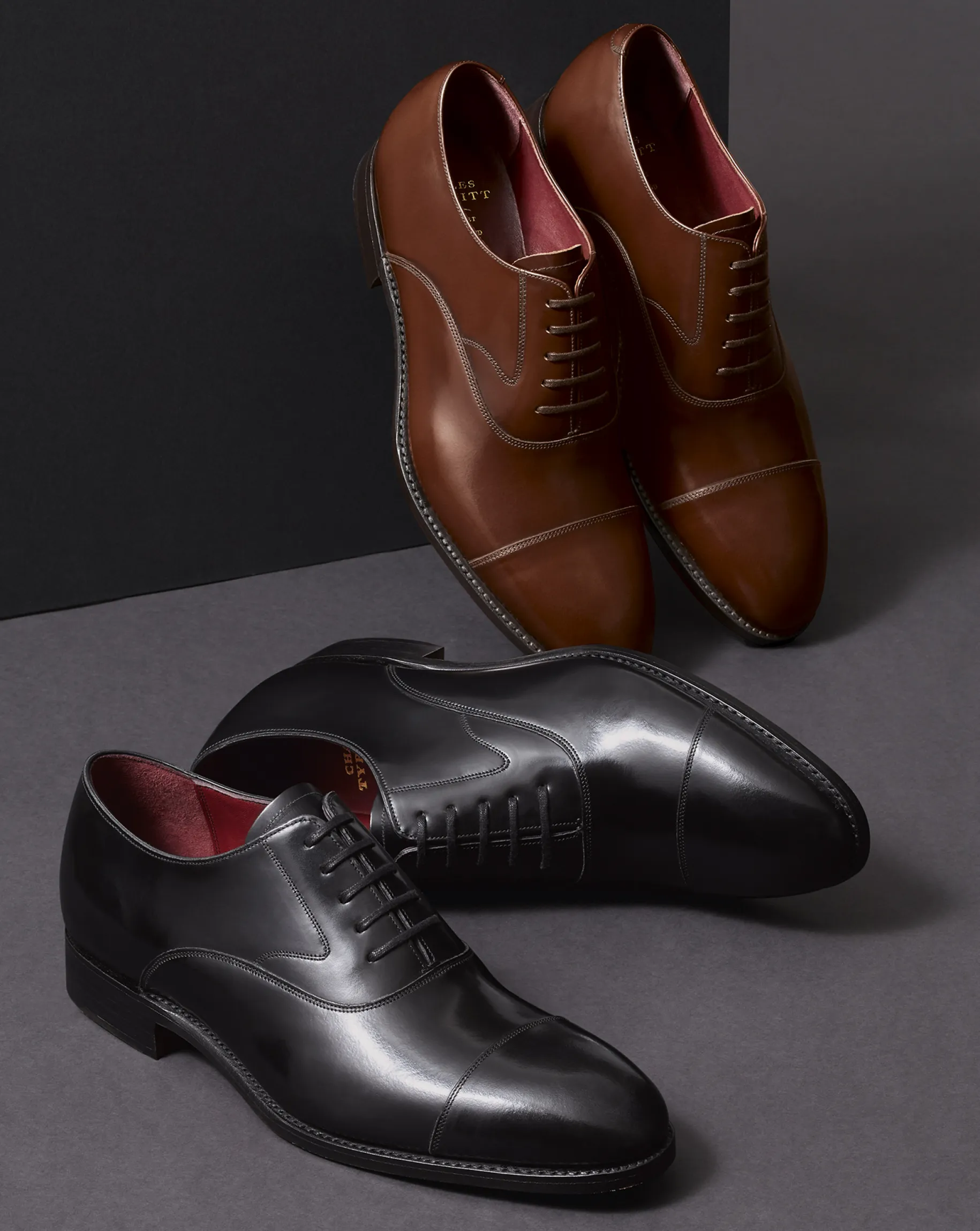 Black Tie|Smart Shoes<Charles Tyrwhitt Made in England High-Shine Leather Oxford Shoes - Black