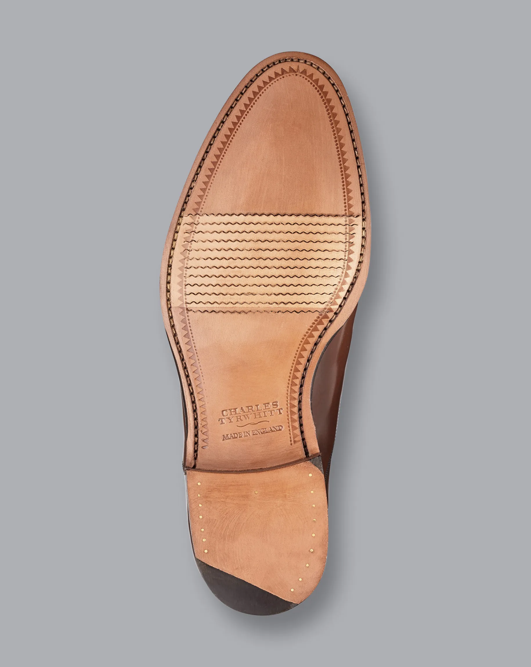 Shoes<Charles Tyrwhitt Made in England High-Shine Leather Oxford Shoes - Dark Tan
