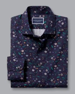 Business Casual Shirts|Casual Shirts<Charles Tyrwhitt Made With Liberty Fabric Large Floral Print Semi-Spread Collar Shirt - Navy