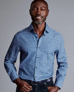 Liberty Print Shirts|Business Casual Shirts<Charles Tyrwhitt Made With Liberty Fabric Berry Print Semi-Spread Collar Shirt - Blue Indigo