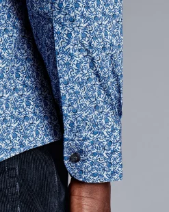Liberty Print Shirts|Business Casual Shirts<Charles Tyrwhitt Made With Liberty Fabric Berry Print Semi-Spread Collar Shirt - Blue Indigo