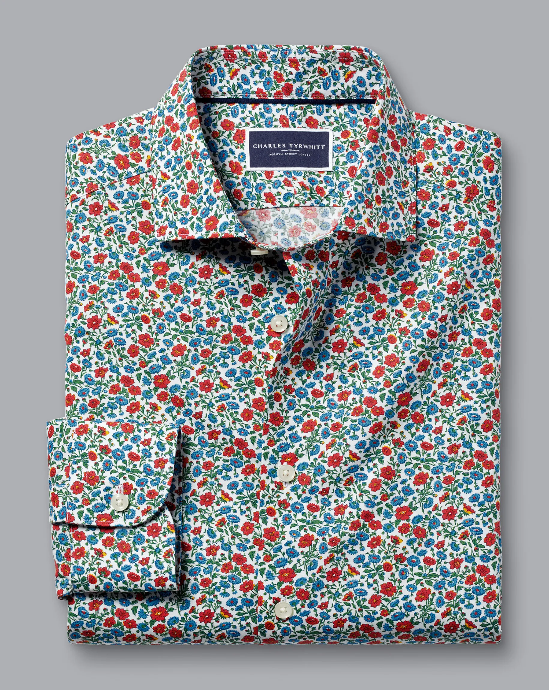 Business Casual Shirts|Casual Shirts<Charles Tyrwhitt Made With Liberty Fabric Floral Print Shirt Semi-Spread Collar Shirt - Red