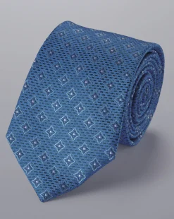 Accessories<Charles Tyrwhitt Medallion Pattern Silk Tie - Cornflower Blue